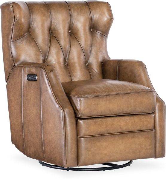 Karl Nature Leather "Quick Ship" POWER Swivel/Glider Recliner