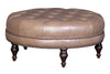 Image of Alder Tufted 36", 42" Or 46" Inch Round Leather Ottoman (3 Sizes Available)