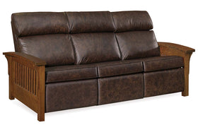 Aldrich "Wall Hugger" Mission Crafstman Style Leather Reclining Sofa