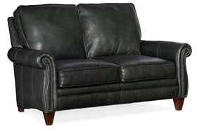 Amani Traditional Pillow Back Leather Loveseat