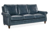 Image of Amani 88 Inch Traditional Three Cushion Pillow Back Leather Sofa