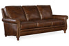 Image of Amani 88 Inch Traditional Three Cushion Pillow Back Leather Sofa