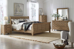 Atkins Mission Style Queen Or King Wood Sleigh Bed 