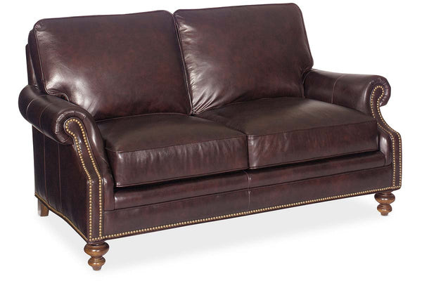 Broadway Traditional Pillow Back Leather Loveseat