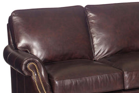 Broadway Traditional Pillow Back Leather Loveseat