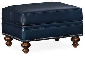 Broadway Traditional Leather Ottoman