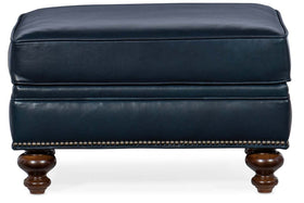 Broadway Traditional Leather Ottoman