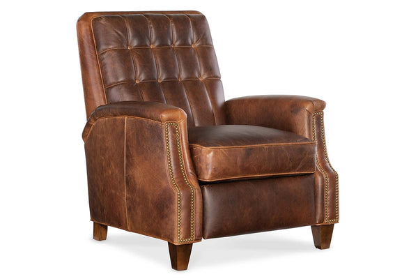 Brookshire Leather Biscuit Back Tufted Recliner Chair