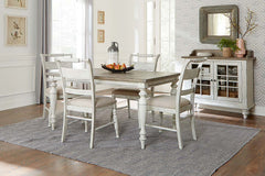 Carlee Antique Linen Modern Farmhouse 5-Piece Leg Table Dining Set