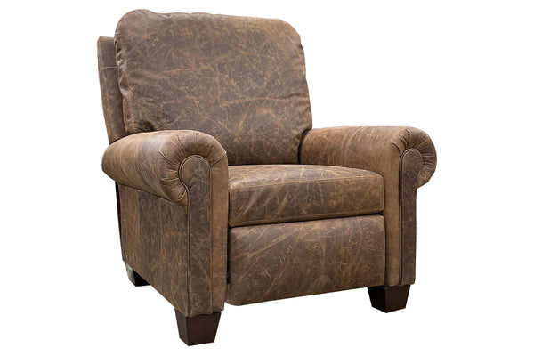 Cecil Leather Rolled Arm Recliner