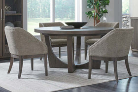 Channing 5 Piece Contemporary Round Oval Pedestal Dining Table Set With Upholstered Chairs