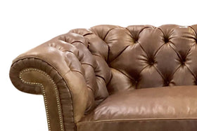 Colburn 94 Inch Chesterfield Single Bench Cushion Tufted Leather Sofa