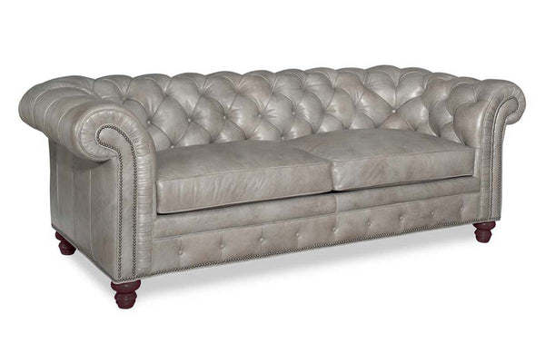 Colburn 94 Inch Chesterfield Tufted Leather Queen Sleeper Sofa