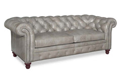 Colburn 94 Inch Chesterfield Two Cushion Tufted Leather Sofa