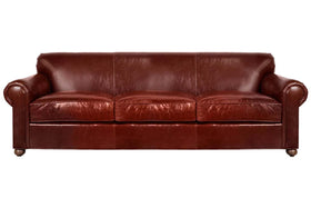 Desmond XL 95 Inch Rolled Lawson Arm Tight Back Leather Sofa