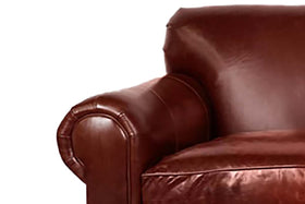 Desmond XL 95 Inch Rolled Lawson Arm Tight Back Leather Sofa