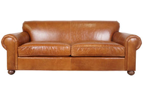 Desmond 88 Inch Rolled Lawson Arm Tight Back Leather Sofa