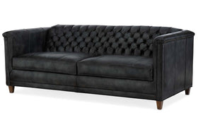 Devonshire 86 Inch Tufted Two Cushion Leather Sofa