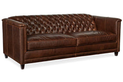 Devonshire 86 Inch Tufted Two Cushion Leather Sofa