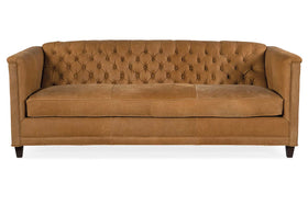 Devonshire 86 Inch Tufted Bench Cushion Leather Sofa