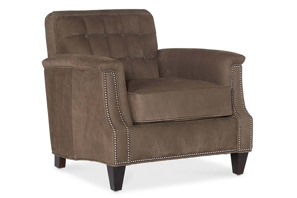 Fitzpatrick Leather Tufted Biscuit Back Accent Club Chair