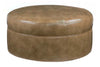 Image of Goodwin 40 Inch Round Leather Drum Ottoman