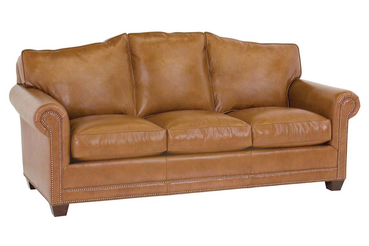 Stanton Leather Sofa With Tufted Seat And Back In Camel