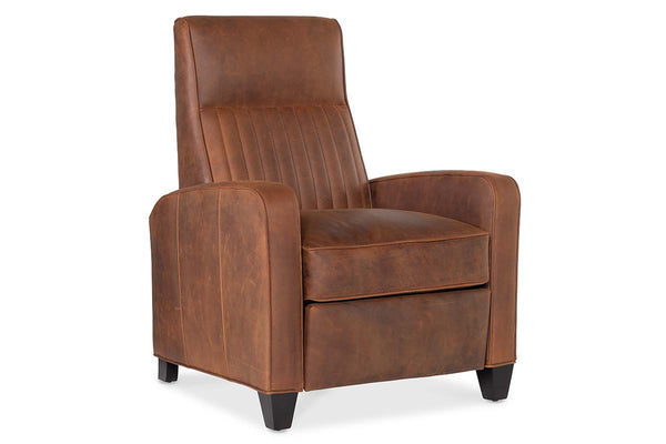 Hayes Small Scale Track Arm Ribbed Tight Back Leather Recliner