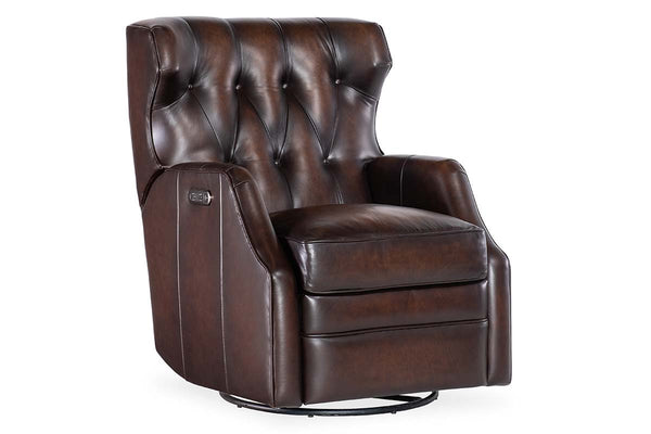 Karl Vortex Leather "Quick Ship" POWER Swivel/Glider Recliner