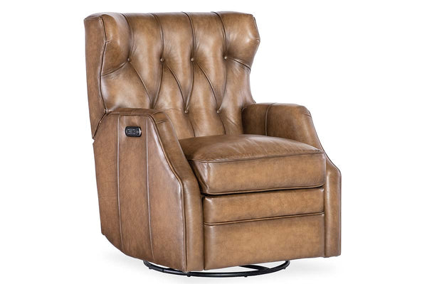 Karl Nature Leather "Quick Ship" POWER Swivel/Glider Recliner