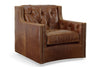 Image of London Leather Tufted Swivel Accent Chair