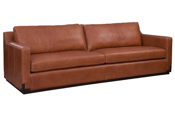 Nicholas Saddle 97 Inch "Quick Ship" Modern Top Grain Leather Lounge Sofa