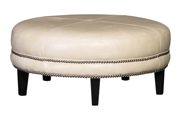 Peter 36", 42" Or 46" Inch Round Leather Ottoman (3 Sizes Available)