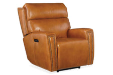 Piers Honey "Ready To Ship" Power Wall Hugger Leather Recliner (As Shown)