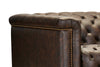 Image of Savion Saddlewood Chesterfield 124 Inch "Quick Ship" Wall Hugger Power Leather Reclining Sofa