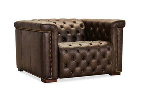 Savion Saddlewood Leather "Quick Ship" Chesterfield Recliner- OUT OF STOCK UNTIL 5/25/25