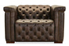 Image of Savion Saddlewood Leather "Quick Ship" Chesterfield Recliner- OUT OF STOCK UNTIL 5/25/25