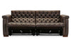 Image of Savion Saddlewood Chesterfield 88 Inch "Quick Ship" Wall Hugger Power Leather Reclining Sofa