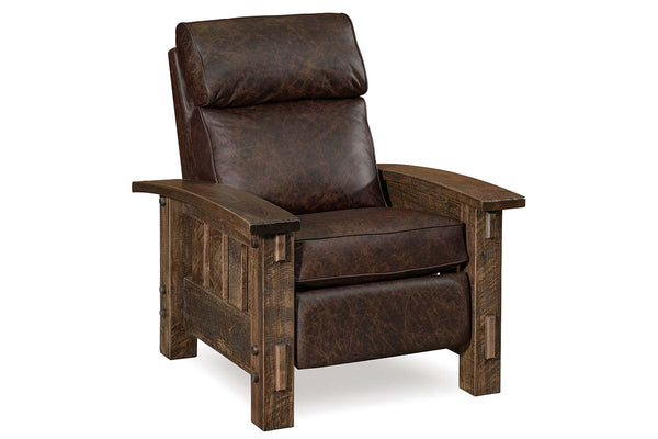 Stockton Roughsawn Mission Style Leather Reclining Chair