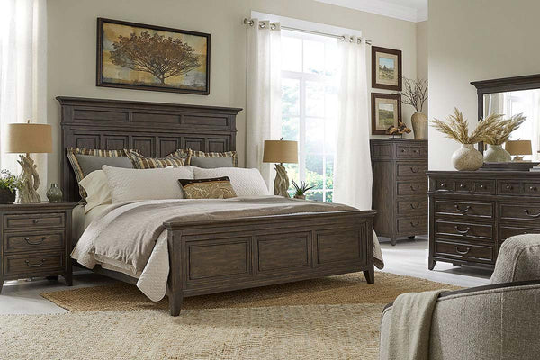 Sutton Queen Or King Saddle Brown Wood Panel Bed "Create Your Own Bedroom" Collection (Copy)