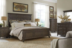 Sutton Queen Or King Saddle Brown Wood Panel Bed 