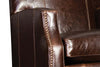 Image of Toby Leather Tight Camelback SWIVEL Accent Chair With Nail Trim