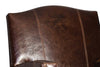 Image of Toby Leather Tight Camelback SWIVEL Accent Chair With Nail Trim