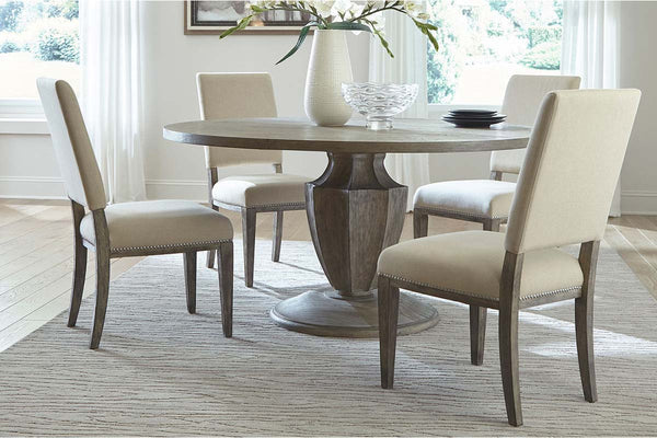 Valencia 5-Piece Havana Brown Round Pedestal Dining Table Set