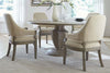 Image of Valencia 5-Piece Havana Brown Round Pedestal Dining Set With Upholstered Armchairs