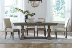 Valencia 5-Piece Havana Brown Rectangular Pedestal Dining Table Set