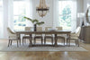 Image of Valencia 7-Piece Havana Brown Rectangular Pedestal Dining Set With Upholstered Armchairs