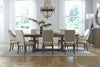 Image of Valencia 9-Piece Havana Brown Rectangular Pedestal Dining Set With Upholstered Armchairs