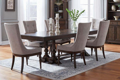 Wexford 7-Piece Satin Cherry Double Pedestal Dining Set With Upholstered Chairs