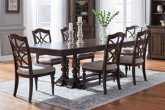 Wexford 7-Piece Satin Cherry Double Pedestal Dining Set With Splat Back Chairs